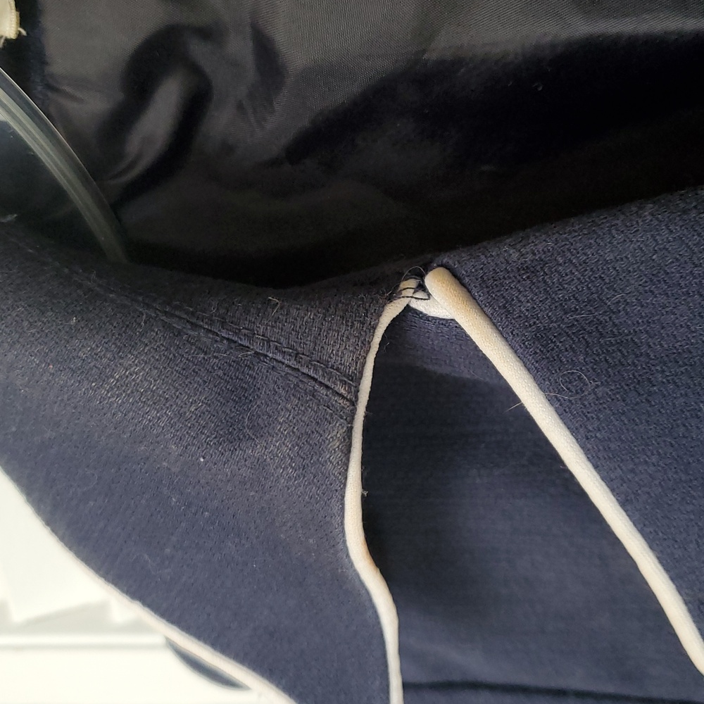 Studio JPR Navy Trench Coat with White Trim Size S - Picture 9 of 9